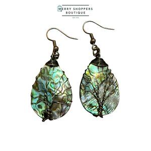 Tree of life abalone earrings
